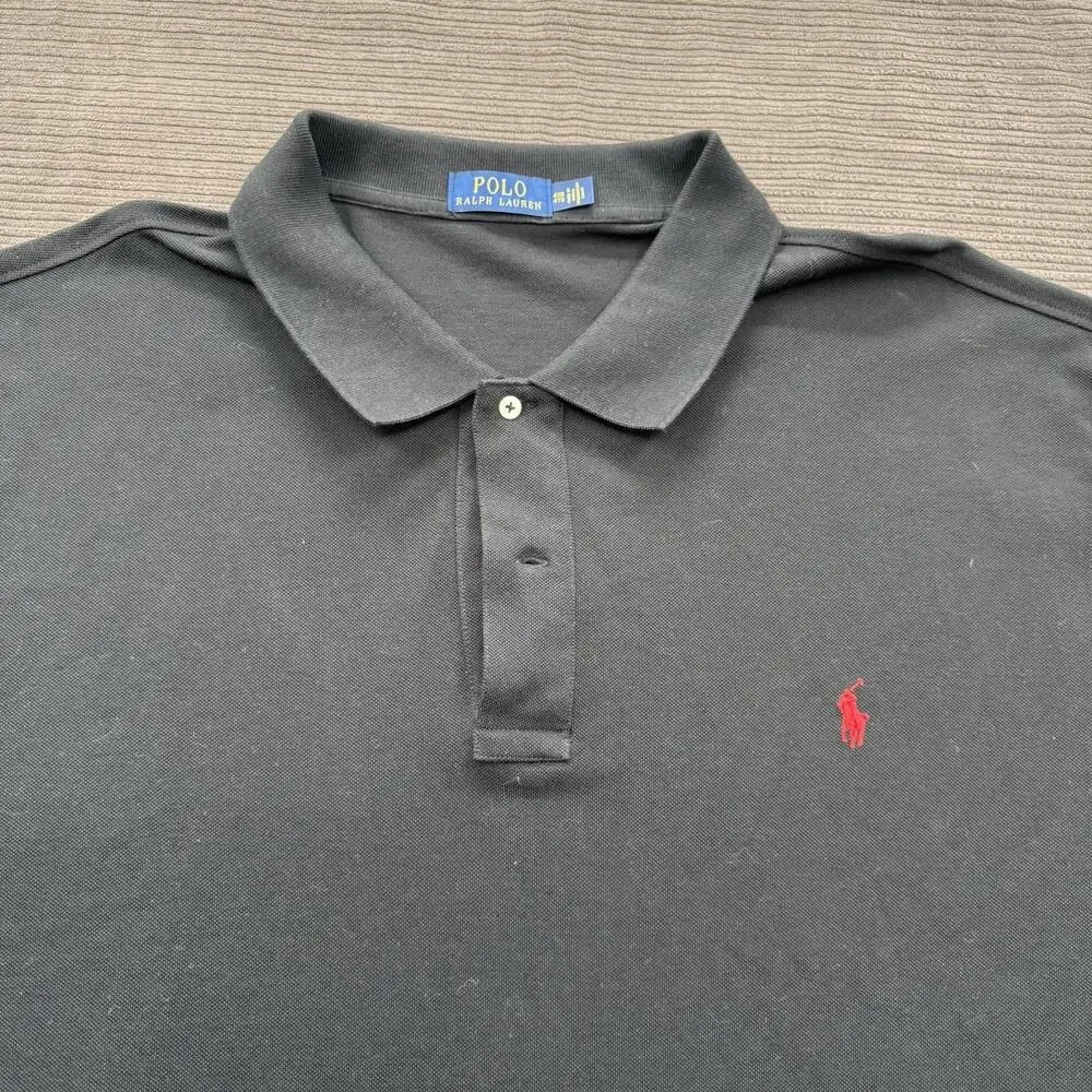 Polo Ralph Lauren Polo Shirt Men 4XB Black Cotton Golf Golfing Preppy Casual.